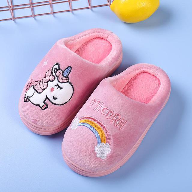 Unicorn Slippers Kids Fluffy Footwear